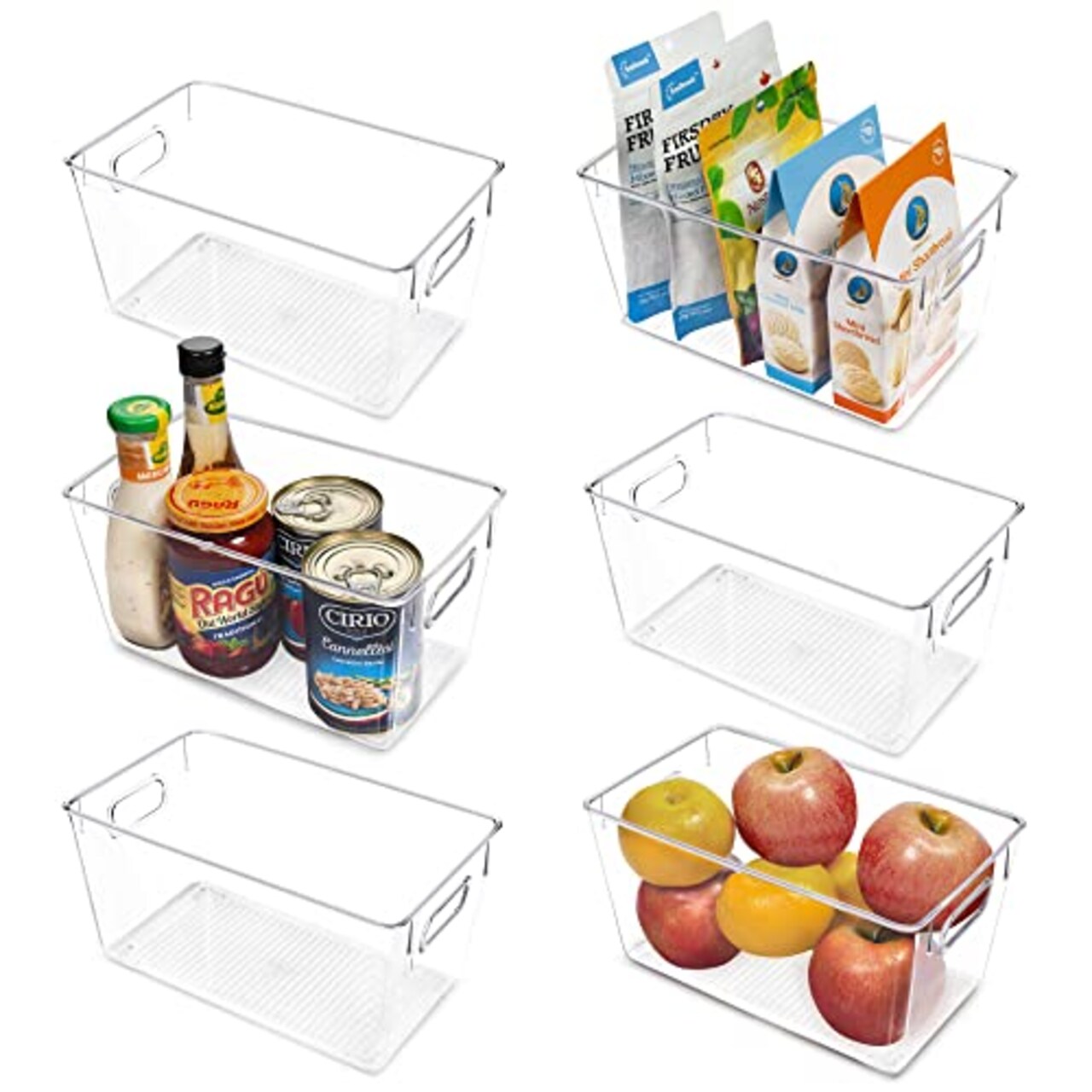Vtopmart Clear Plastic Pantry Organizer Bins, 6 PCS Food Storage